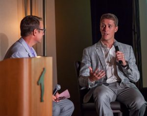 After his speech, Aaron and I sat down on stage and talked more about his dad's legacy