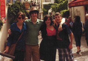Maureen traveling with her children.