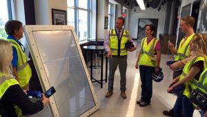 Tour guide J. P. Paul, shared his enthusiasm for the state-of-the-art roof panels which keep the snow out, and let the sunshine into the building.